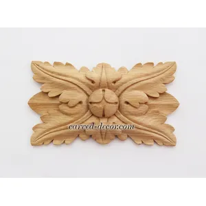medium rectangular hand carvedfloral oak rosette victorian style