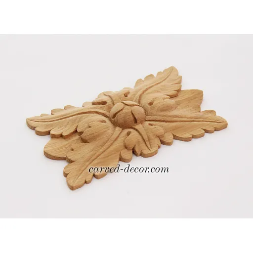 medium rectangular hand carvedfloral oak rosette victorian style