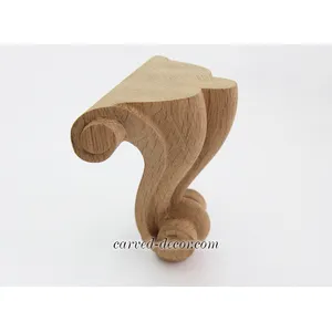MN-017 Chippendale furniture feet carved reversed scroll from oak