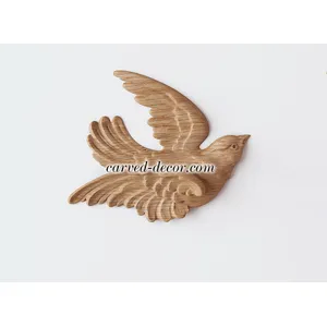 N-476L small vertical decorative leaf wood onlay applique victorian style