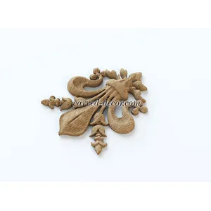 small vertical carved bell wood onlay applique baroque style - 2