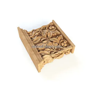 Pilaster caps decorative with bay leaves and berries from oak - 3