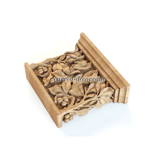 Pilaster caps decorative with bay leaves and berries from oak - 2
