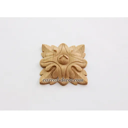 R-013 small square ornamental leaf wood rosette victorian style