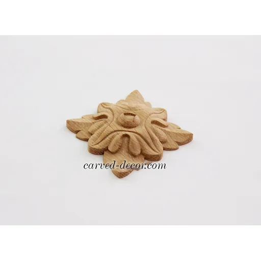 R-013 small square ornamental leaf wood rosette victorian style