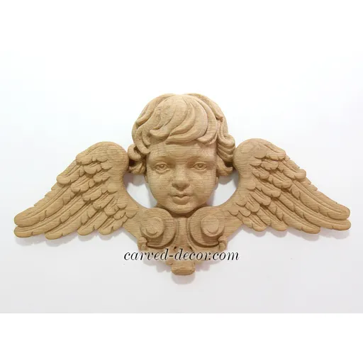 M-013 Carved winged cherub wall decor from beech - 2