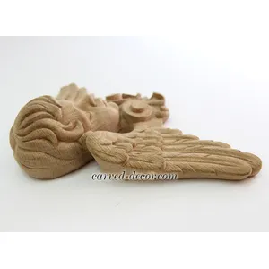 M-013 Carved winged cherub wall decor from beech - 3