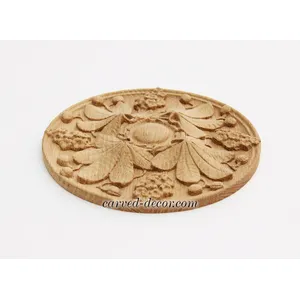 medium round wood carving floral wood medallion renaissance style