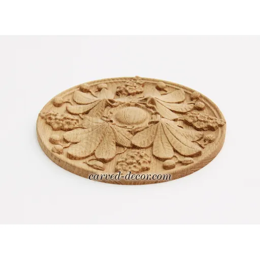 medium round wood carving floral wood medallion renaissance style