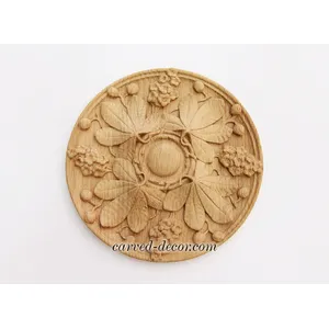 medium round wood carving floral wood medallion renaissance style