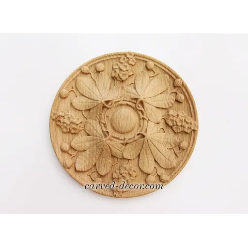 medium round wood carving floral wood medallion renaissance style