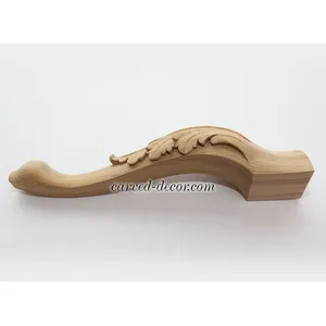 Curved wooden table legs with acanthus leaf from oak
