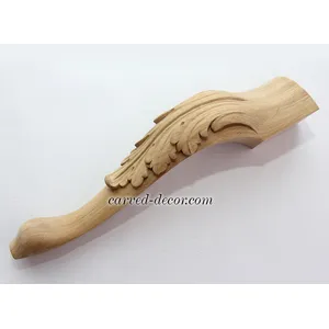 Cabriole curved wooden table legs with acanthus leaf hardwood beech