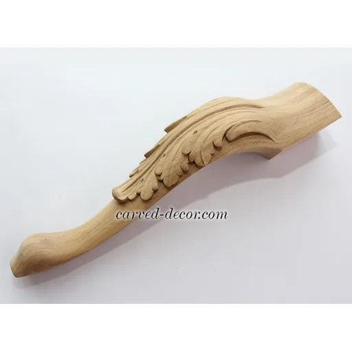 Cabriole curved wooden table legs with acanthus leaf hardwood beech