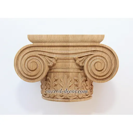 Luxury wood column tops Ionic order from beech