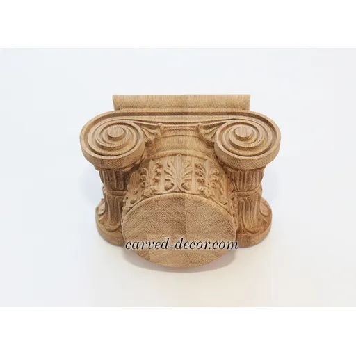 Oak column tops Ionic order with floral elements