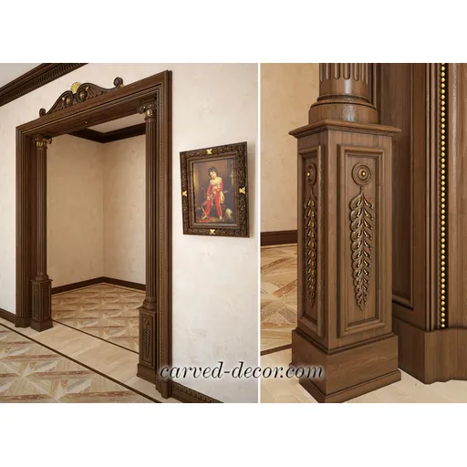 Luxury wood column tops Ionic order from beech - 3