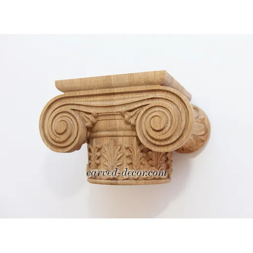 Oak column tops Ionic order