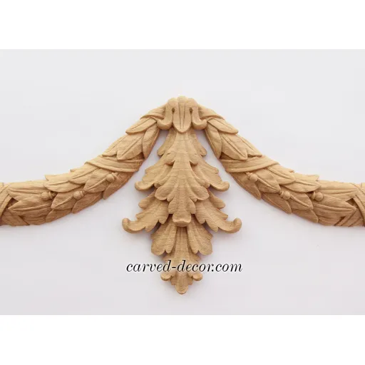Decorative laurel swag onlay with ribbons beech