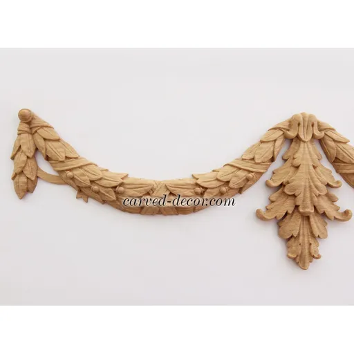 wood laurel swag onlay with ribbons