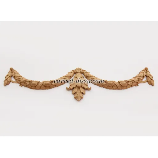 Decorative wood laurel swag onlay with ribbons