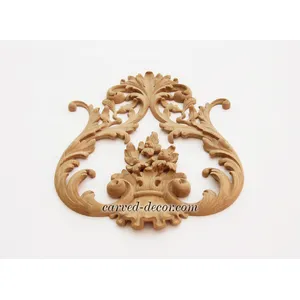 horizontal flower wood carving applique baroque style