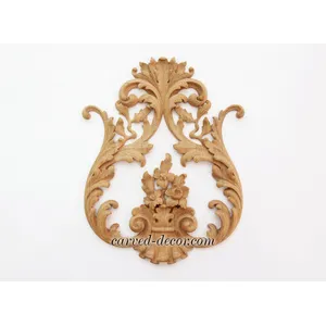 horizontal ornamental flower wood carving applique baroque style