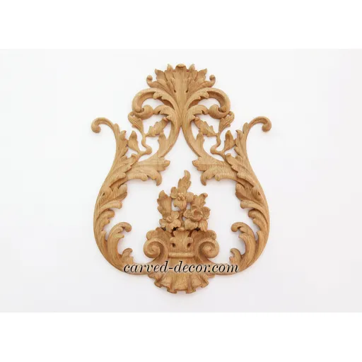 horizontal ornamental flower wood carving applique baroque style