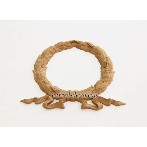 Laurel wreath with ribbons oak decorative applique