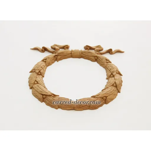 Laurel wreath with ribbons decorative beech applique
