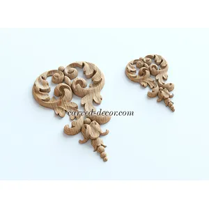N-372 hand carved Medium Neoclassical Openwork Scroll Wood Pendant