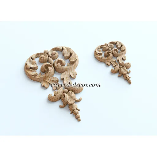 N-372 hand carved Medium Neoclassical Openwork Scroll Wood Pendant