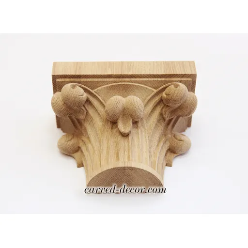KL-037.01 Oak fluted column tops half-round with acanthus scrolls