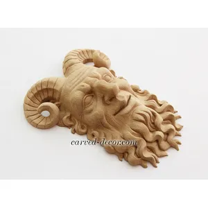 M-011 Antique carved satyr mask solid wood - 1