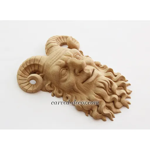M-011 Antique carved satyr mask solid wood - 1