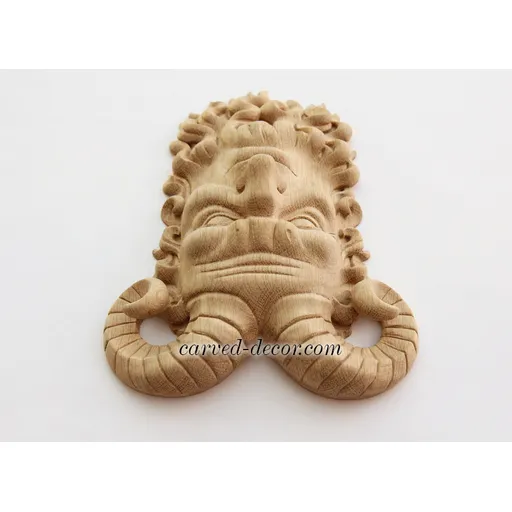 M-011 Antique carved satyr mask solid wood - 3