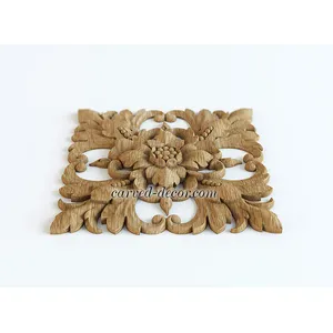 medium square ornamental flower wood onlay applique victorian style