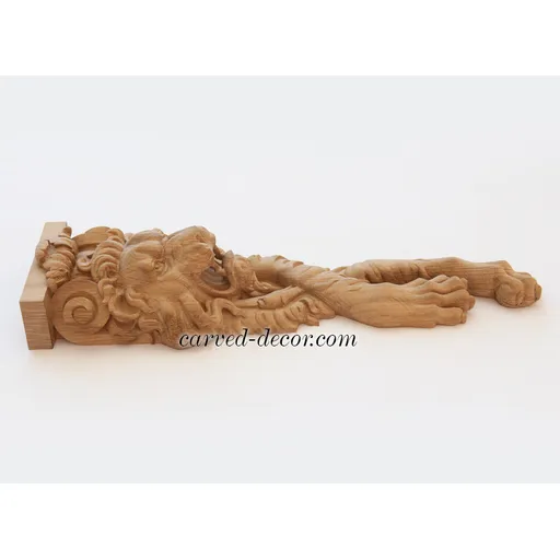 Ornate lion corbel right from beech - 3