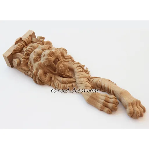 ornate lion-shaped corbel hardwood - 1