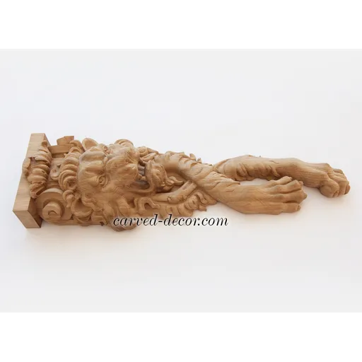 Ornate lion corbel right from beech - 2