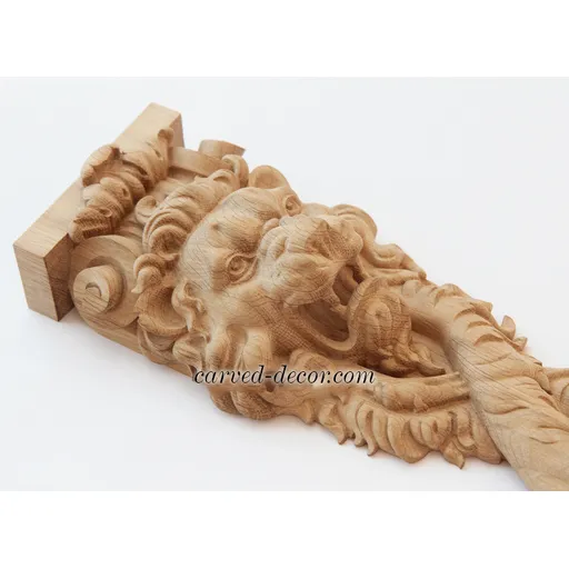 ornate lion-shaped corbel hardwood - 2