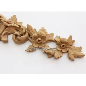 decorative flower wood carving applique  - 1