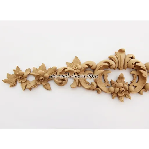 decorative flower wood carving applique  - 3