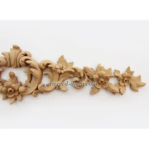 horizontal decorative flower wood carving applique - 4
