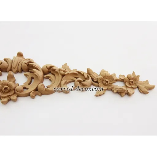 large decorative flower wood carving applique  - 3