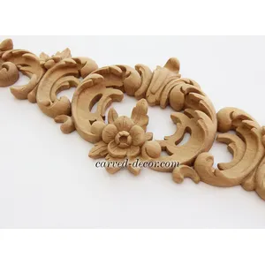 large horizontal decorative flower beech carving applique 