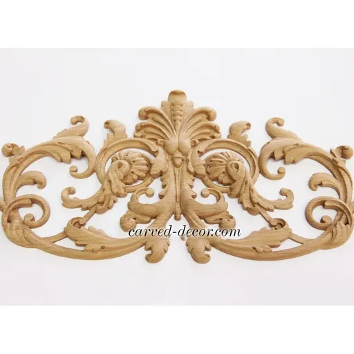 extra large horizontal artistic floral acanthus scrolls wood carving applique 