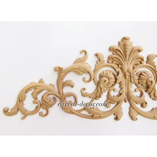 large horizontal artistic floral acanthus scrolls wood carving applique 