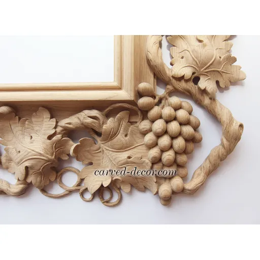 Wood ornate frame decorating with grapevine from oak - 3