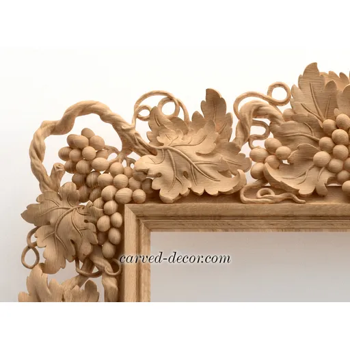 Wood ornate frame decorating with grapevine from oak - 2